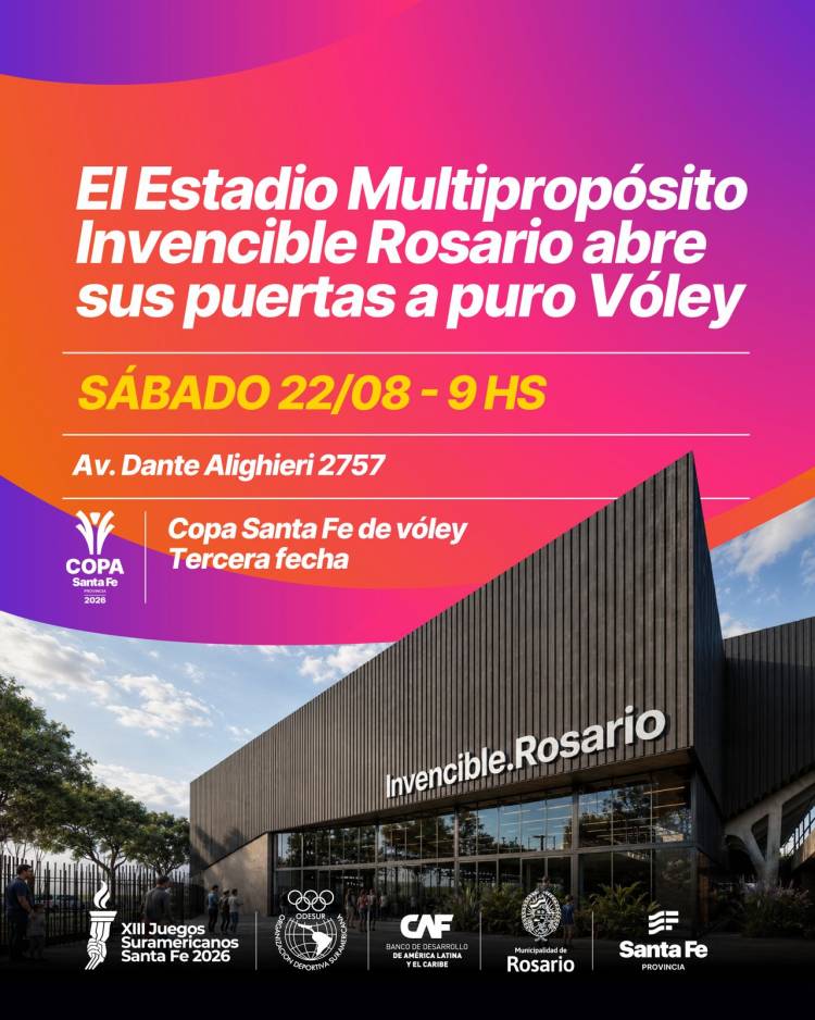 Agenda deportiva: se inaugura el estadio Invencible Rosario con un encuentro de la Copa Santa Fe de vóley