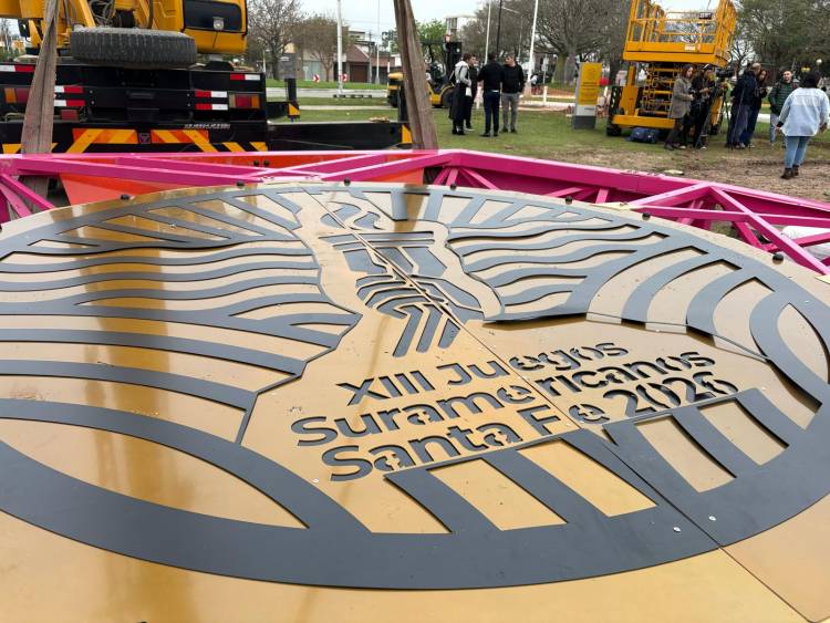 En Rafaela comenzó a montarse el Portal Suramericano, símbolo de sede oficial de los Juegos Santa Fe 2026