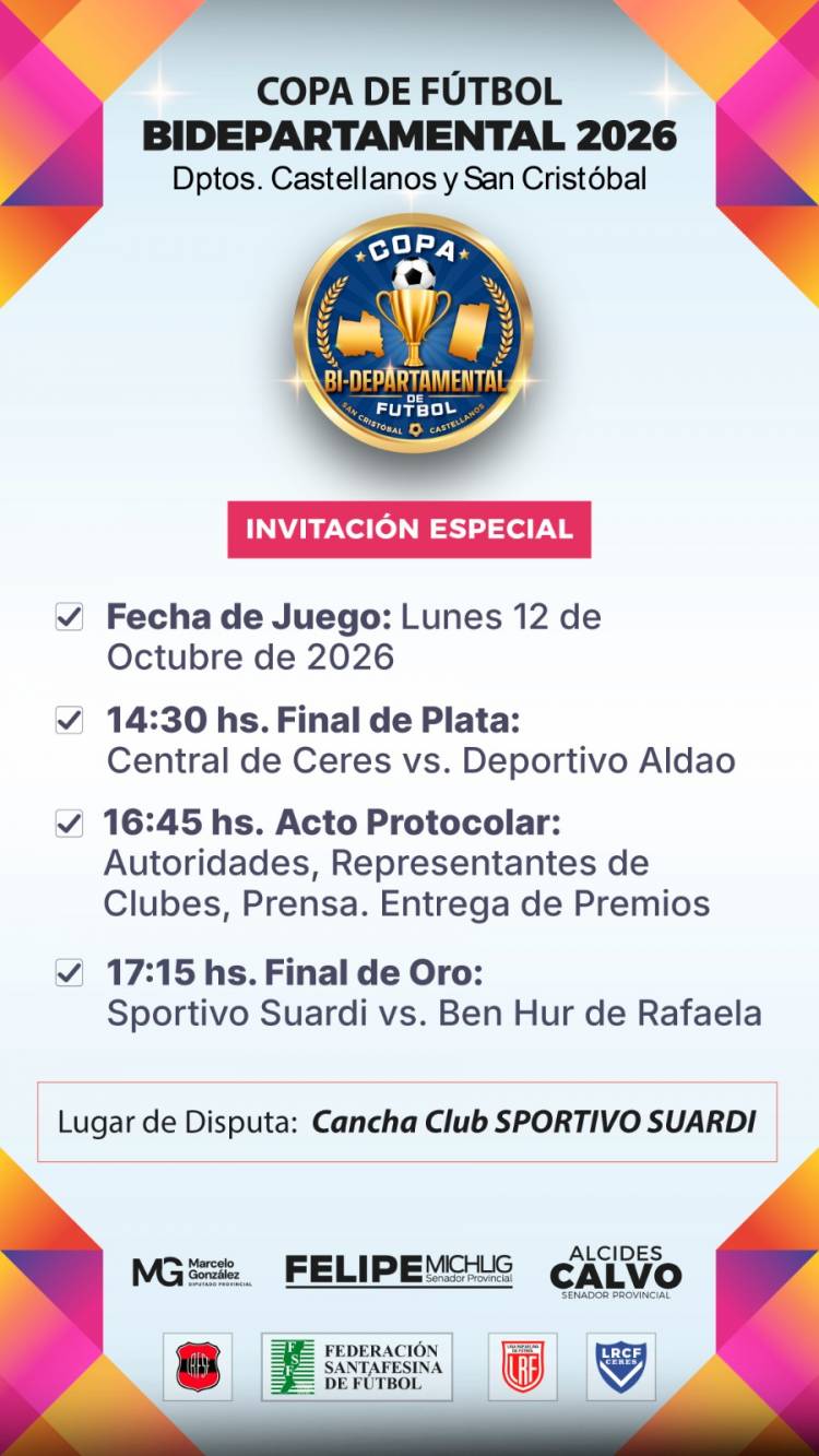 Calvo y Michlig impulsan la segunda edición de la Copa Bidepartamental: Castellanos - San Cristóbal